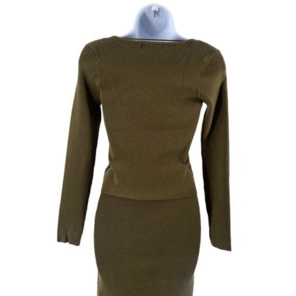 Petal & Pup NEW Luna Knitted Matching 3 Piece Set Midi Dress Olive Green Size M - Picture 9 of 13